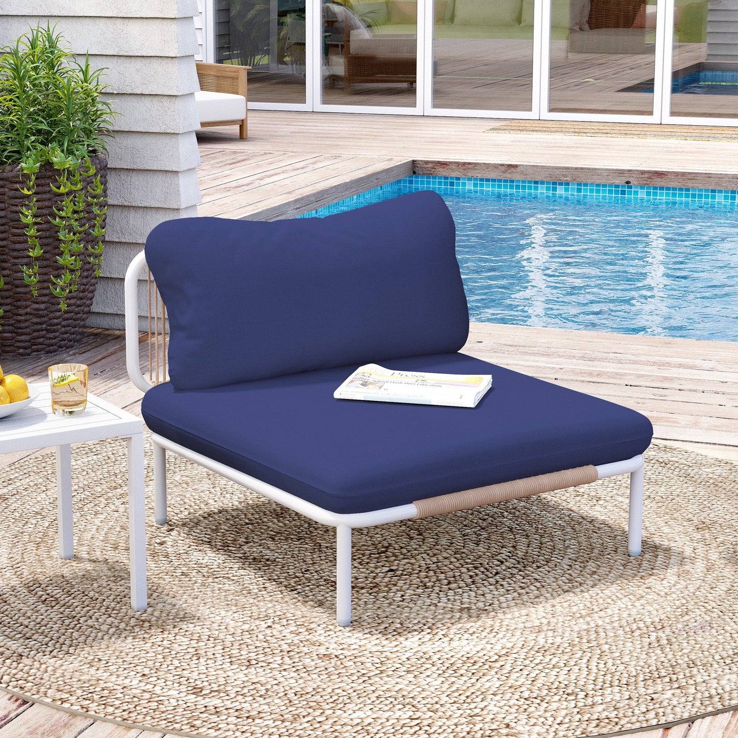 Divano componibile imbottito per esterni, set da conversazione per mobili da giardino, combinazione libera