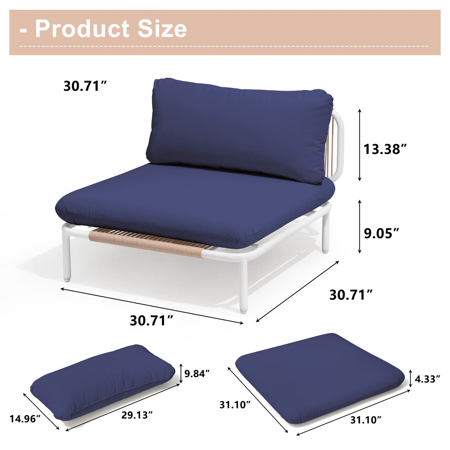 Divano componibile imbottito per esterni, set da conversazione per mobili da giardino, combinazione libera