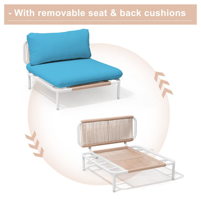 Divano componibile imbottito per esterni, set da conversazione per mobili da giardino, combinazione libera