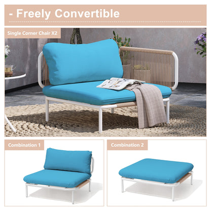 Divano componibile imbottito per esterni, set da conversazione per mobili da giardino, combinazione libera