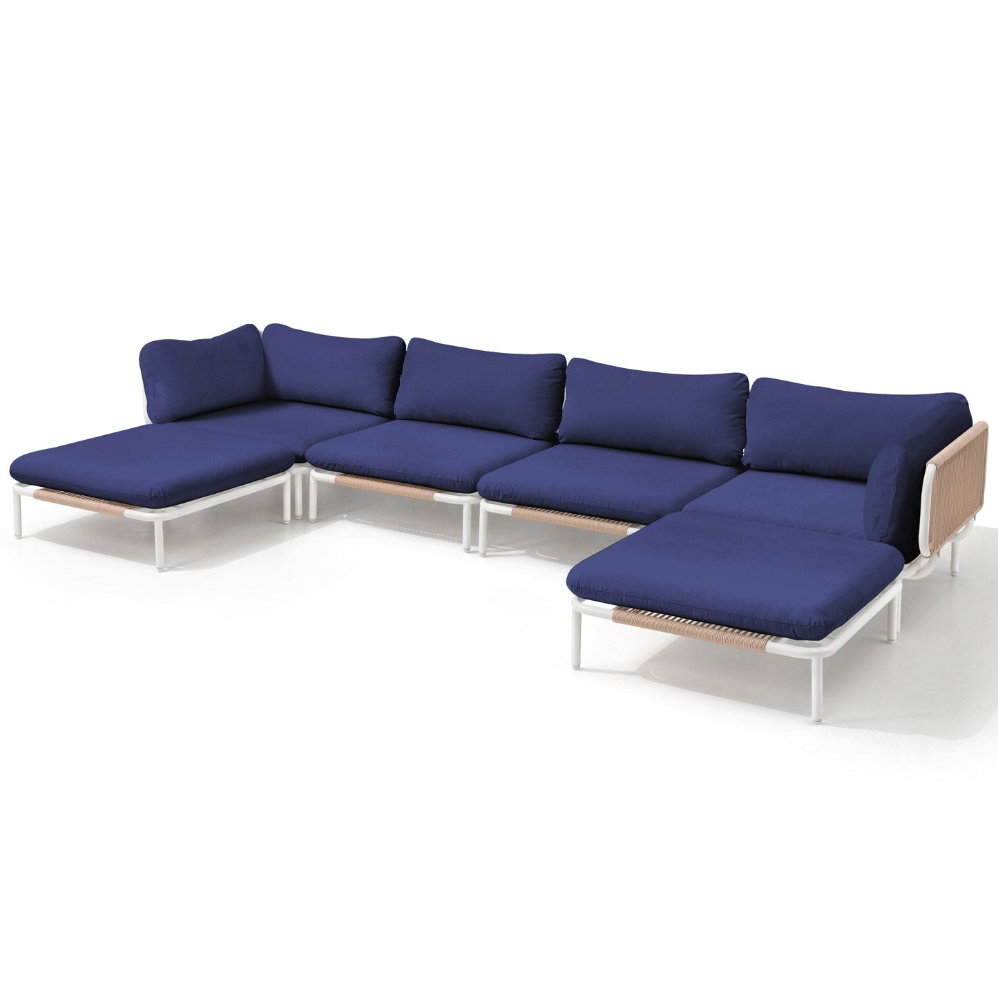 Divano componibile imbottito per esterni, set da conversazione per mobili da giardino, combinazione libera