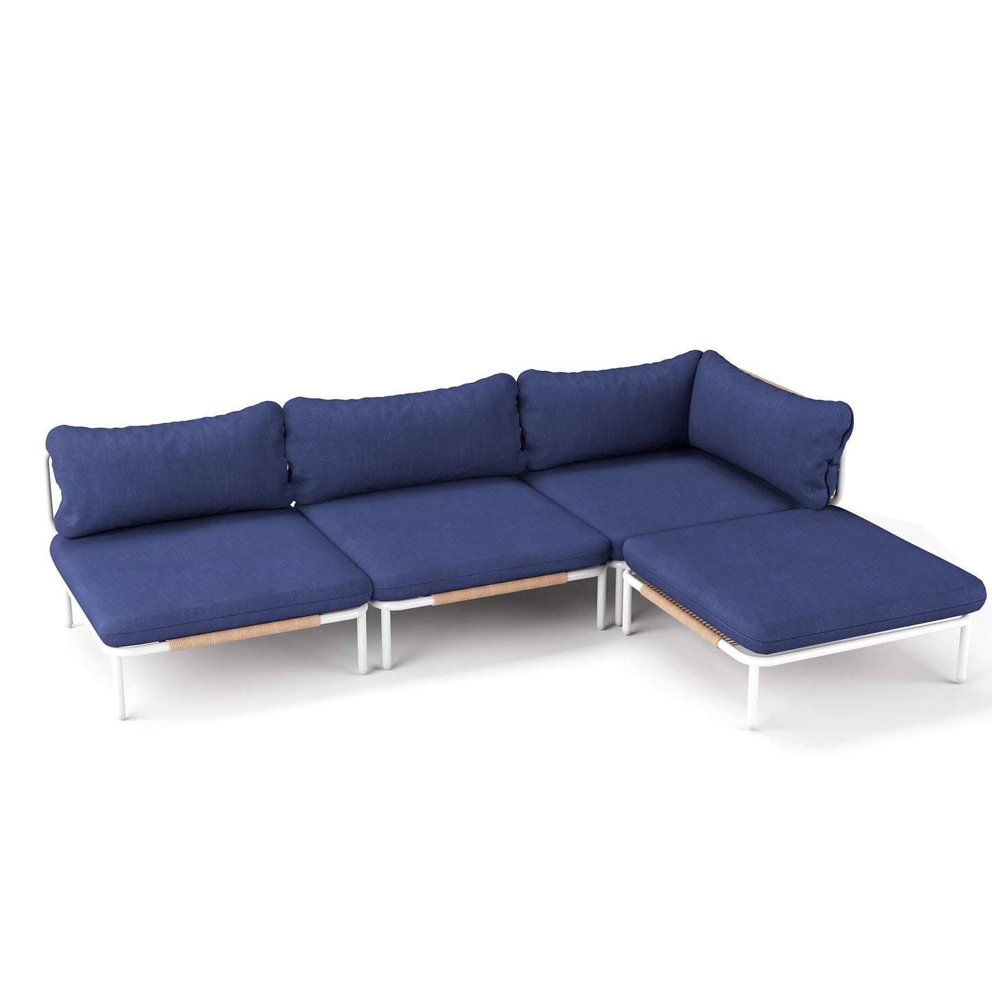 Divano componibile imbottito per esterni, set da conversazione per mobili da giardino, combinazione libera