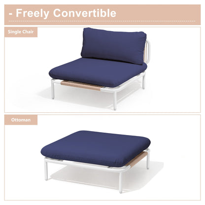 Divano componibile imbottito per esterni, set da conversazione per mobili da giardino, combinazione libera