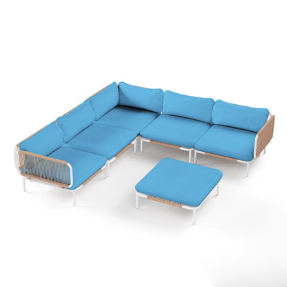 Divano componibile imbottito per esterni, set da conversazione per mobili da giardino, combinazione libera