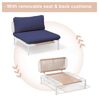 Divano componibile imbottito per esterni, set da conversazione per mobili da giardino, combinazione libera