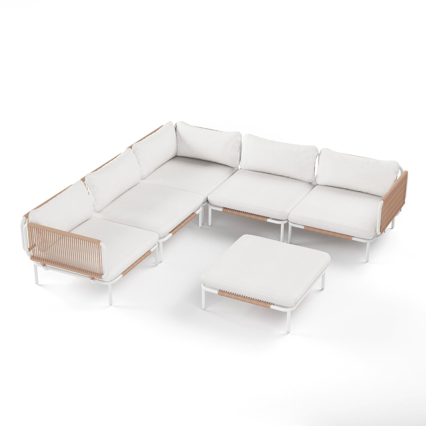 Divano componibile imbottito per esterni, set da conversazione per mobili da giardino, combinazione libera