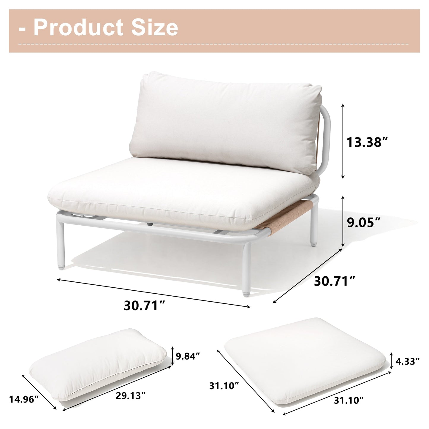 Divano componibile imbottito per esterni, set da conversazione per mobili da giardino, combinazione libera