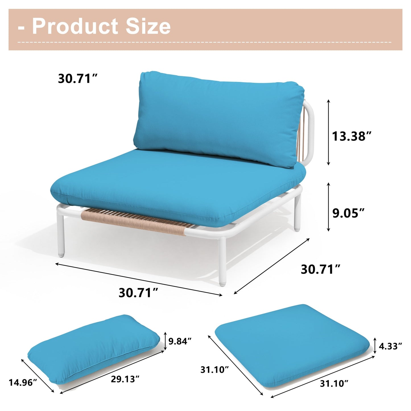 Divano componibile imbottito per esterni, set da conversazione per mobili da giardino, combinazione libera