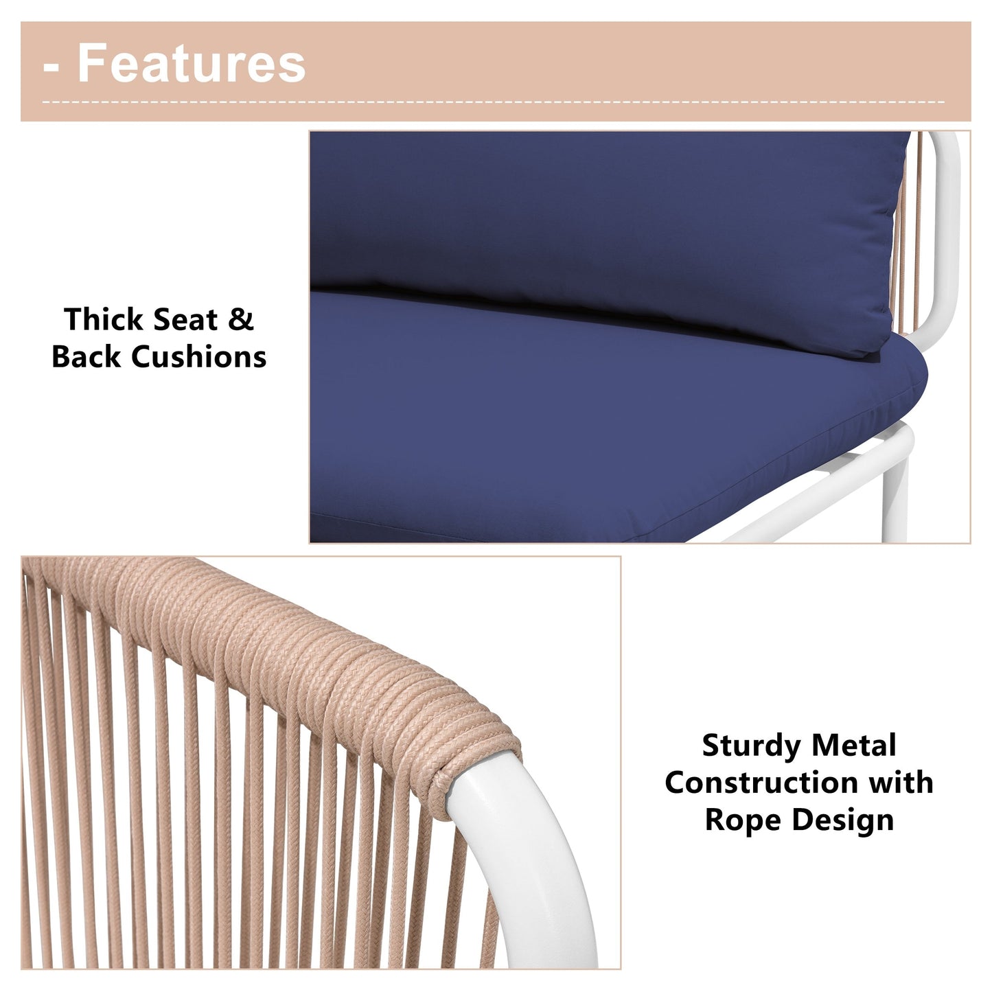 Divano componibile imbottito per esterni, set da conversazione per mobili da giardino, combinazione libera