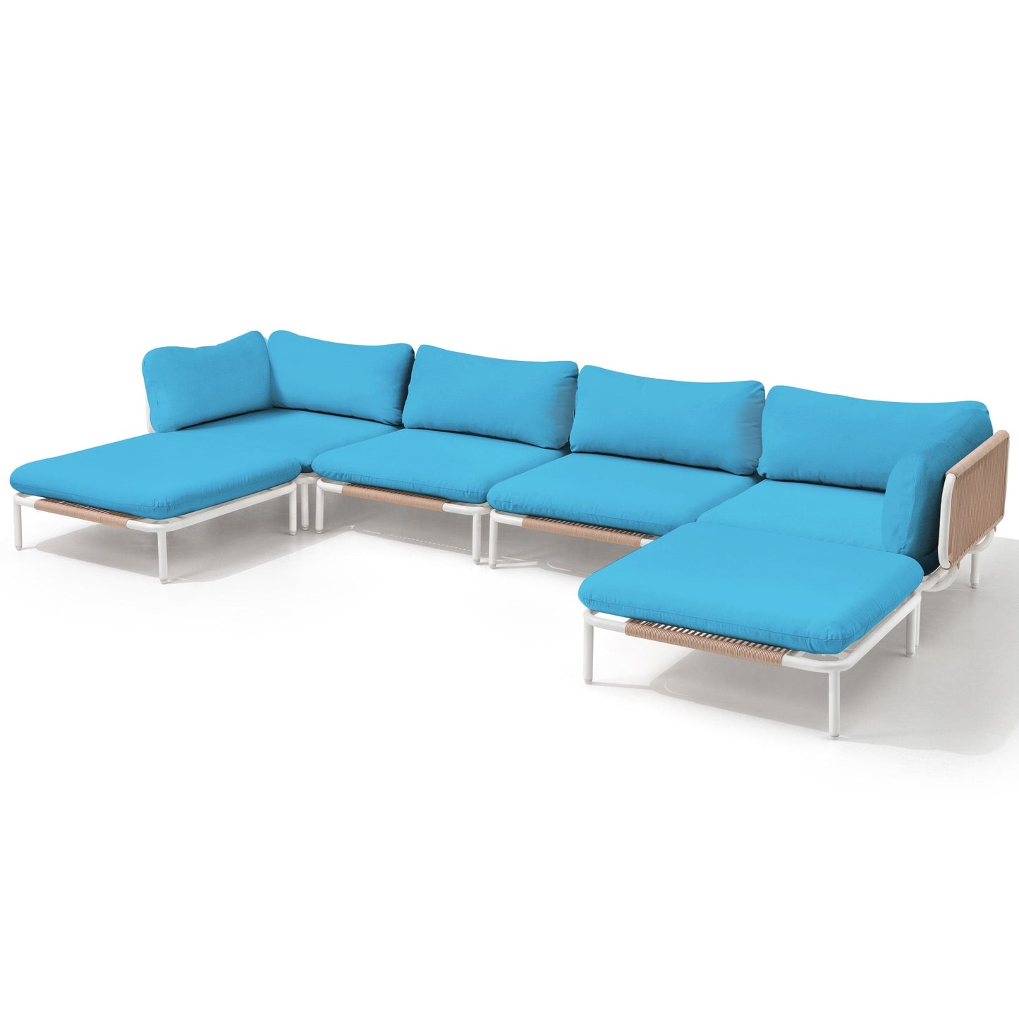 Divano componibile imbottito per esterni, set da conversazione per mobili da giardino, combinazione libera