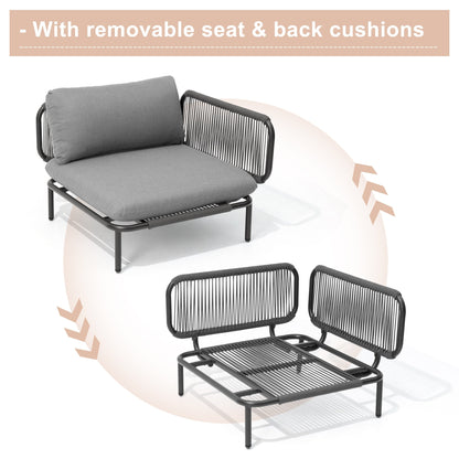 Divano componibile imbottito per esterni, set da conversazione per mobili da giardino, combinazione libera