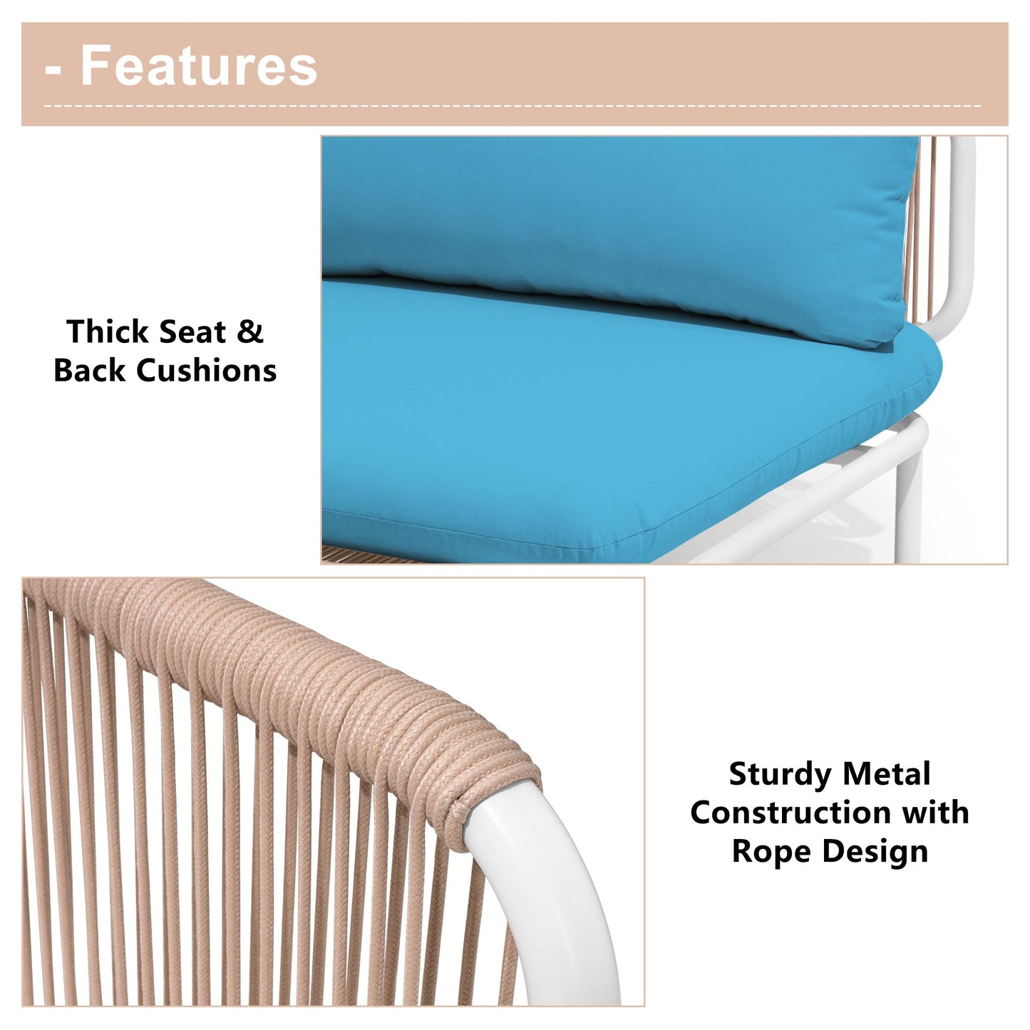 Divano componibile imbottito per esterni, set da conversazione per mobili da giardino, combinazione libera