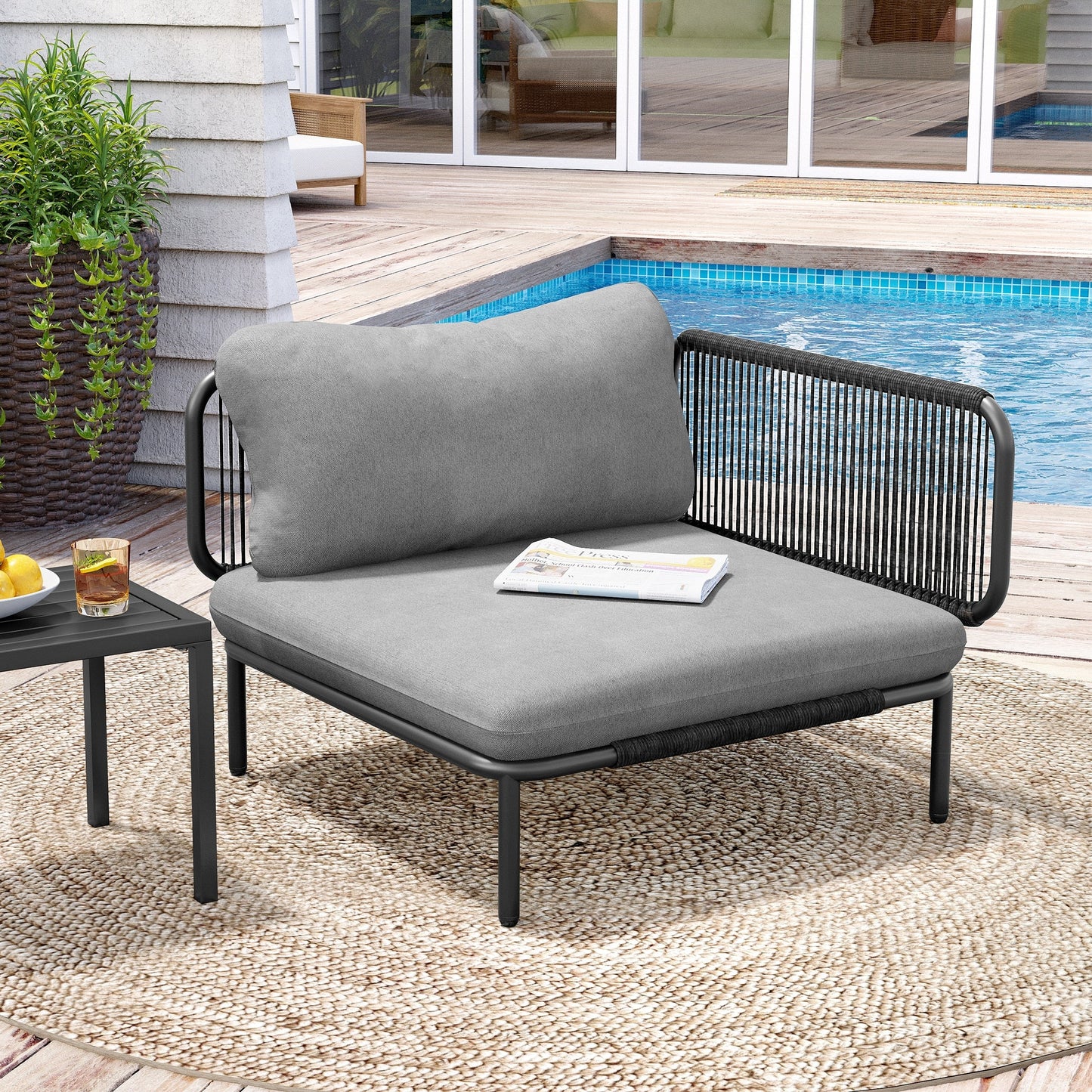 Divano componibile imbottito per esterni, set da conversazione per mobili da giardino, combinazione libera