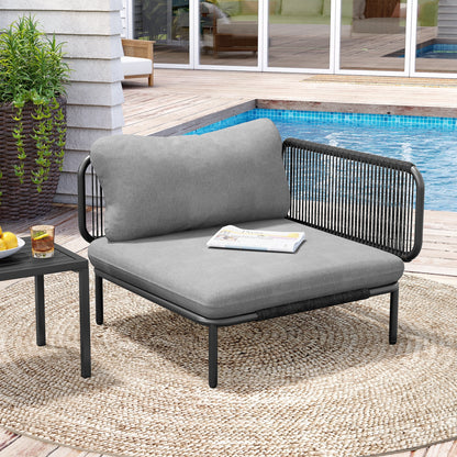 Divano componibile imbottito per esterni, set da conversazione per mobili da giardino, combinazione libera