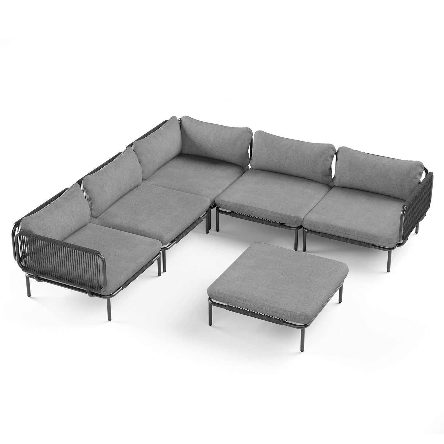 Divano componibile imbottito per esterni, set da conversazione per mobili da giardino, combinazione libera