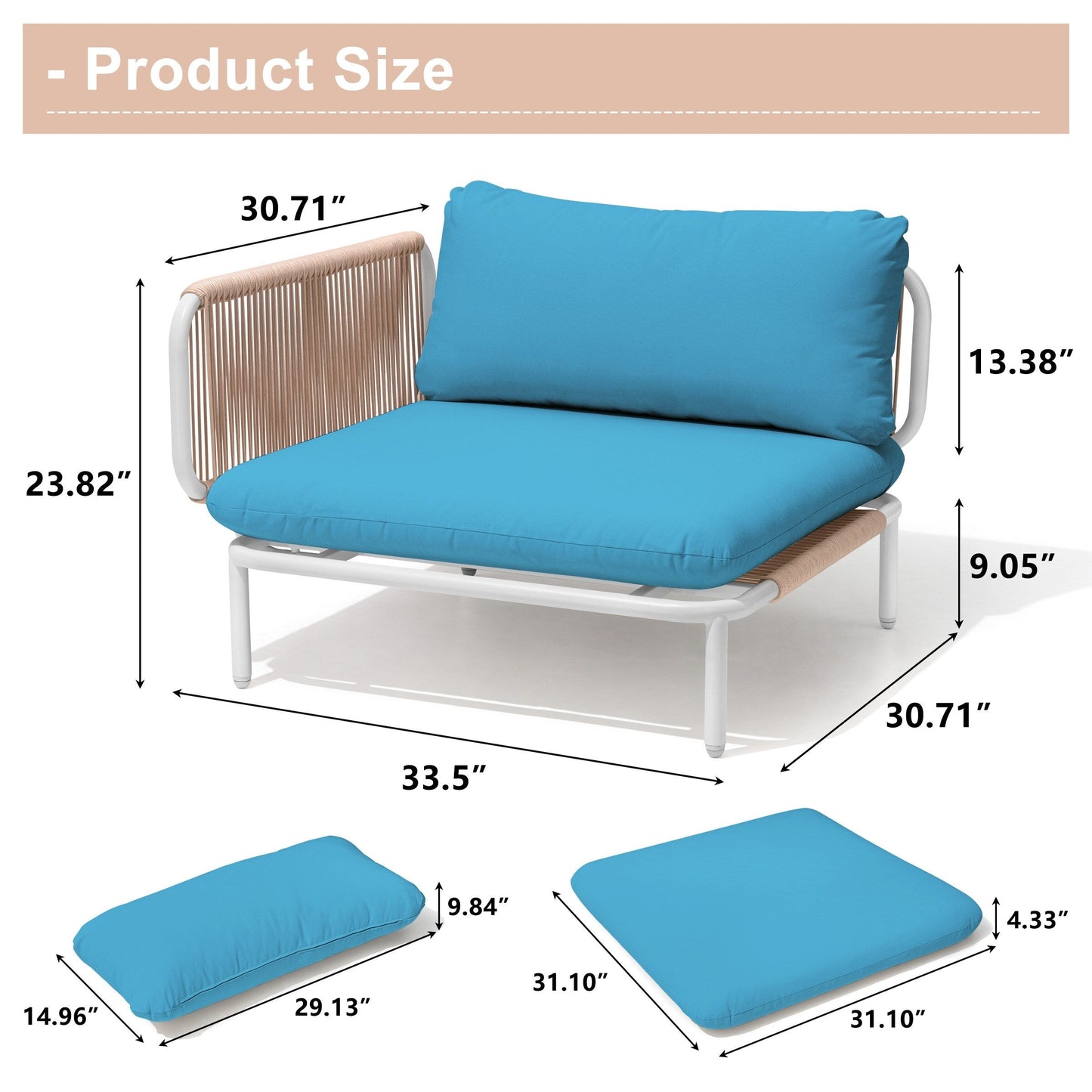 Divano componibile imbottito per esterni, set da conversazione per mobili da giardino, combinazione libera