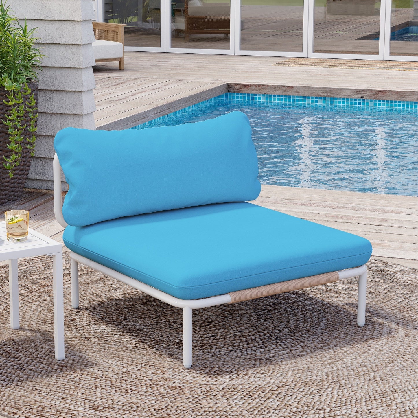 Divano componibile imbottito per esterni, set da conversazione per mobili da giardino, combinazione libera