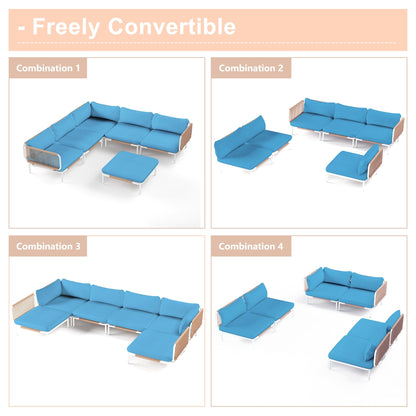 Divano componibile imbottito per esterni, set da conversazione per mobili da giardino, combinazione libera