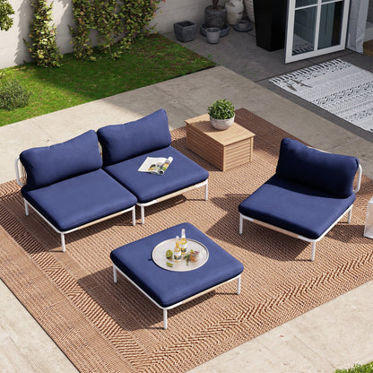 Divano componibile imbottito per esterni, set da conversazione per mobili da giardino, combinazione libera