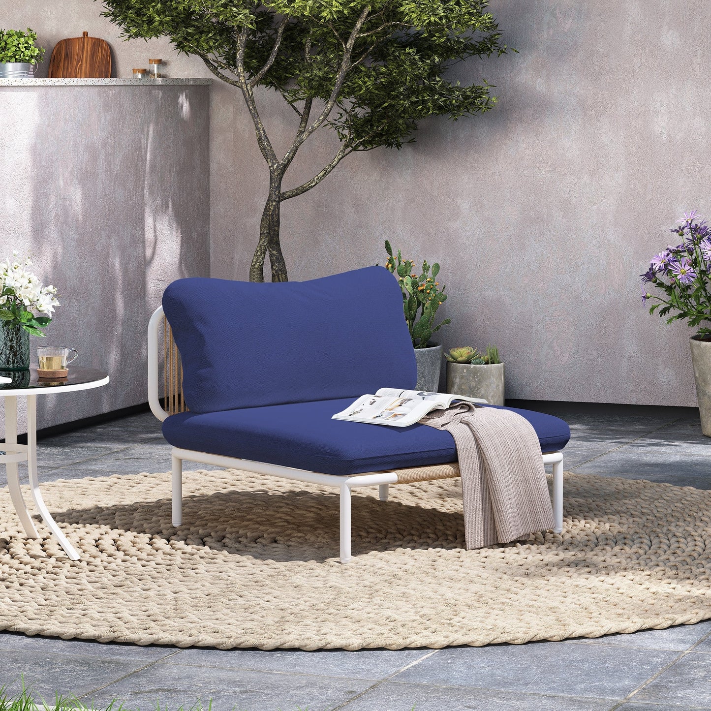 Divano componibile imbottito per esterni, set da conversazione per mobili da giardino, combinazione libera