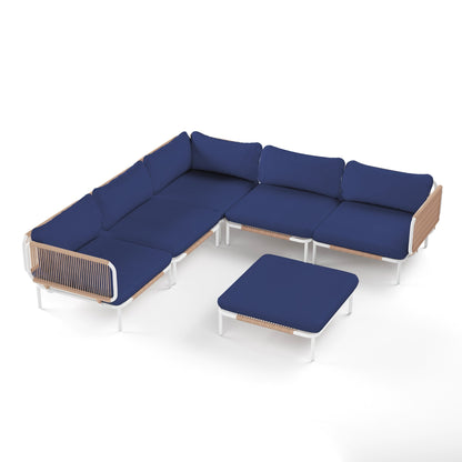 Divano componibile imbottito per esterni, set da conversazione per mobili da giardino, combinazione libera