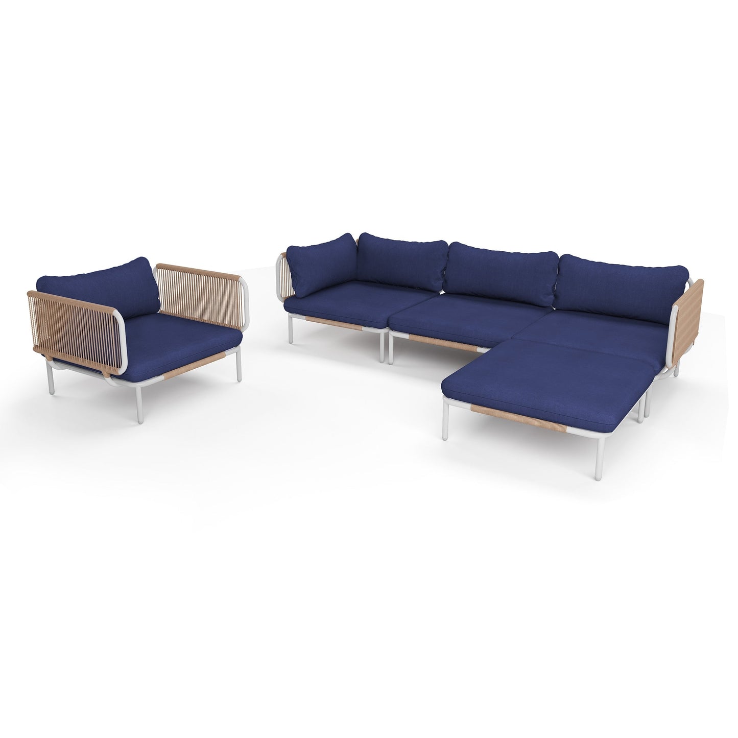 Divano componibile imbottito per esterni, set da conversazione per mobili da giardino, combinazione libera