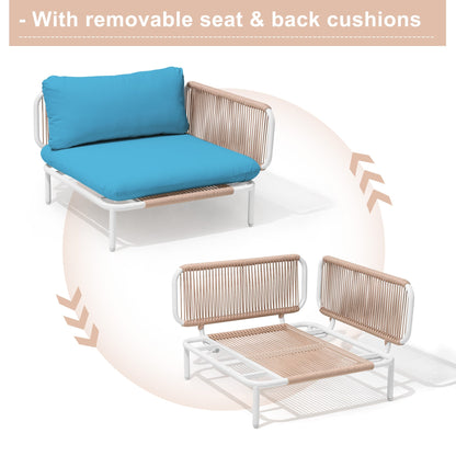 Divano componibile imbottito per esterni, set da conversazione per mobili da giardino, combinazione libera