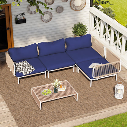 Divano componibile imbottito per esterni, set da conversazione per mobili da giardino, combinazione libera