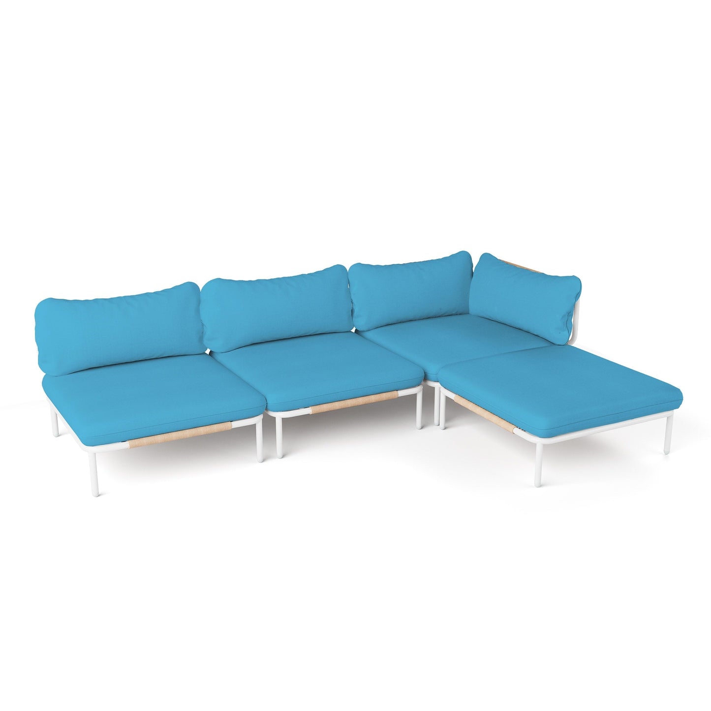 Divano componibile imbottito per esterni, set da conversazione per mobili da giardino, combinazione libera