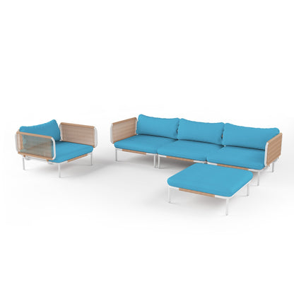 Divano componibile imbottito per esterni, set da conversazione per mobili da giardino, combinazione libera