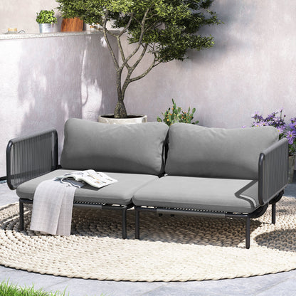 Divano componibile imbottito per esterni, set da conversazione per mobili da giardino, combinazione libera