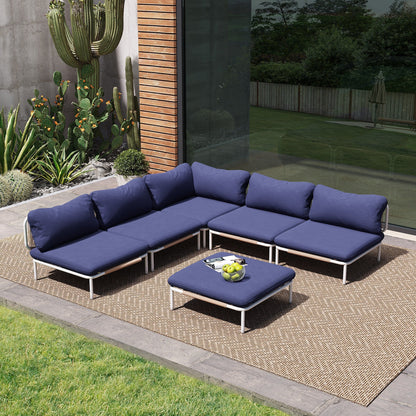 Divano componibile imbottito per esterni, set da conversazione per mobili da giardino, combinazione libera