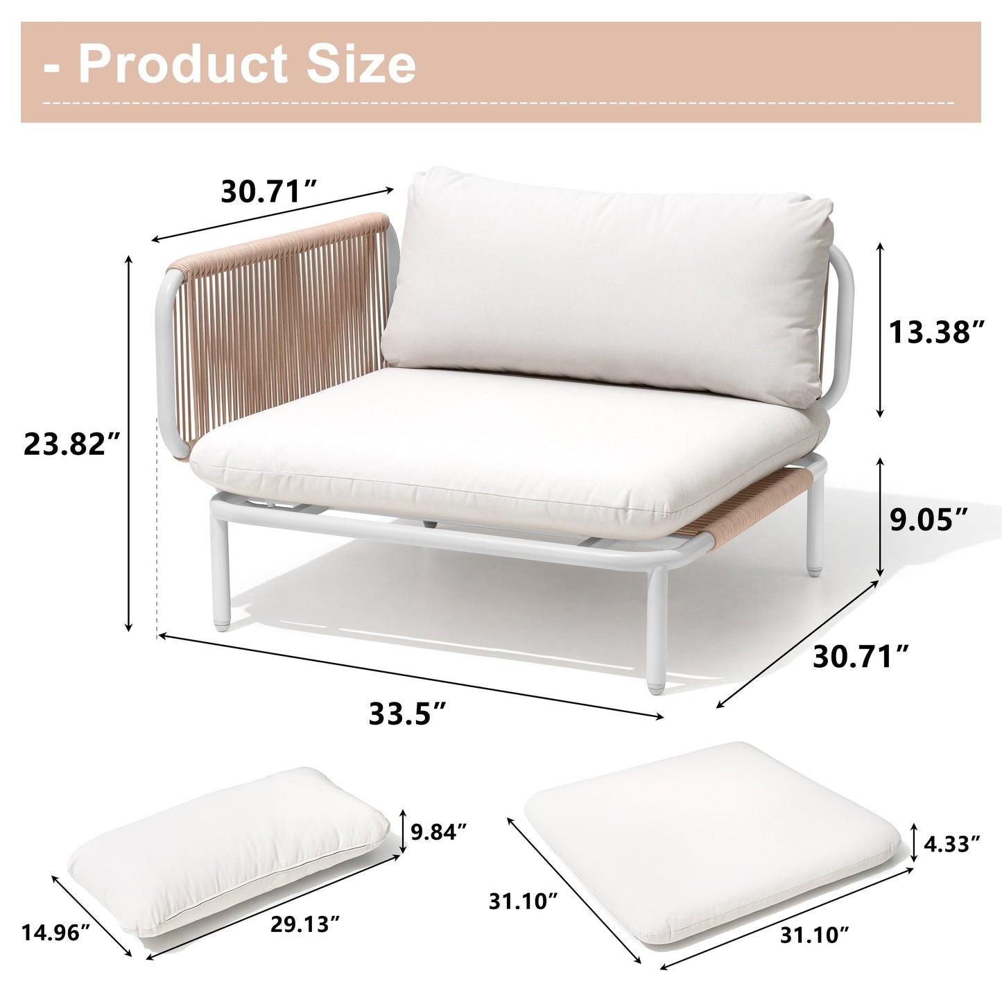 Divano componibile imbottito per esterni, set da conversazione per mobili da giardino, combinazione libera