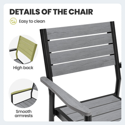 Tavolo da pranzo da esterno allungabile con prolunga, sedie impilabili, alluminio - Vedi immagine