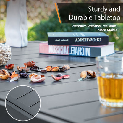 MAISON ARTS Set da pranzo per esterni da 7/9 pezzi con tavolo rettangolare espandibile in metallo e 6/8 sedie da pranzo in textilene