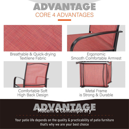 MAISON ARTS Set da pranzo per esterni da 7/9 pezzi con tavolo rettangolare espandibile in metallo e 6/8 sedie da pranzo in textilene