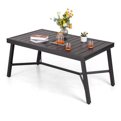 MAISON ARTS Set da pranzo per esterni da 7/9 pezzi con tavolo rettangolare espandibile in metallo e 6/8 sedie da pranzo in textilene