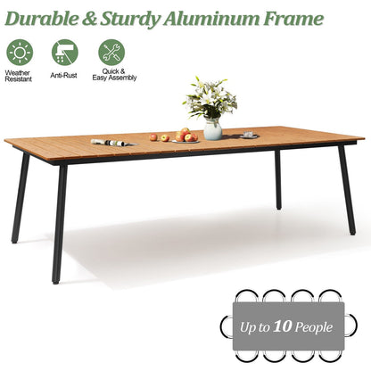 Set da pranzo per esterni con tavolo da pranzo in alluminio e sedie impilabili in rattan PE - Set da 9