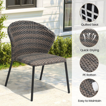 Set da pranzo per esterni con tavolo da pranzo in alluminio e sedie impilabili in rattan PE - Set da 9