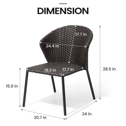 Set da pranzo per esterni con tavolo da pranzo in alluminio e sedie impilabili in rattan PE - Set da 9