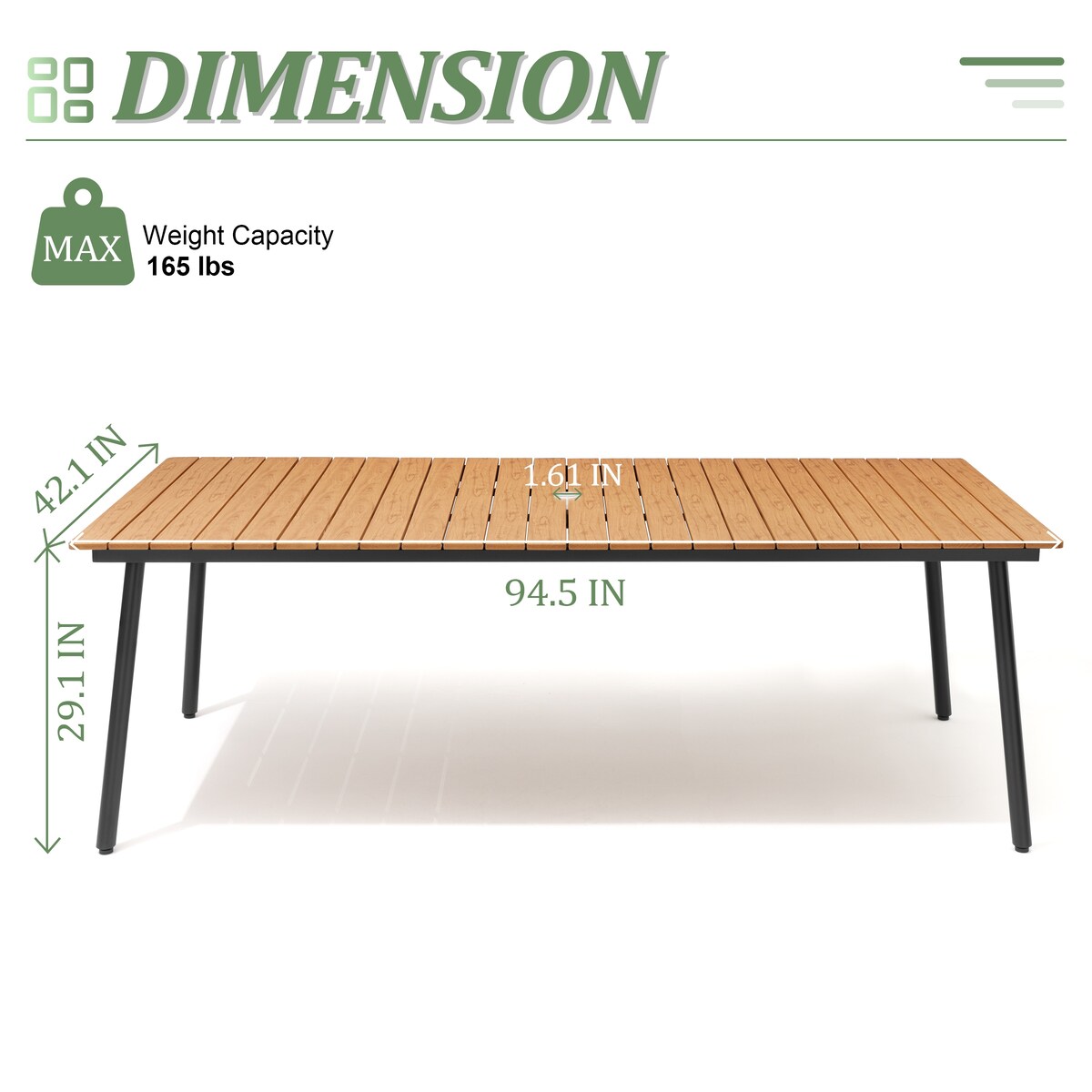 Set da pranzo per esterni con tavolo da pranzo in alluminio e sedie impilabili in rattan PE - Set da 9