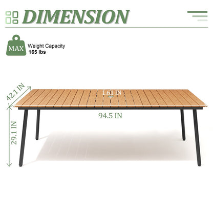 Set da pranzo per esterni con tavolo da pranzo in alluminio e sedie impilabili in rattan PE - Set da 9