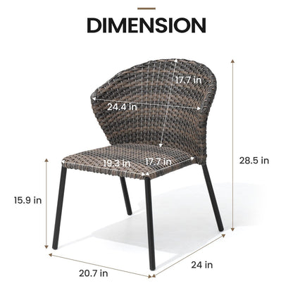 Set da pranzo per esterni con tavolo da pranzo in alluminio e sedie impilabili in rattan PE - Set da 9