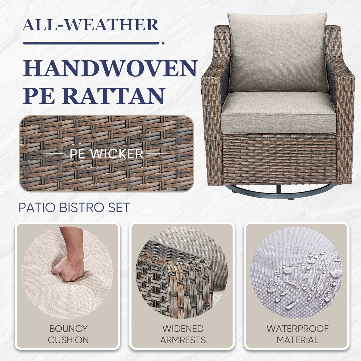 Set di sedie a dondolo girevoli per patio Gymojoy per mobili da esterno