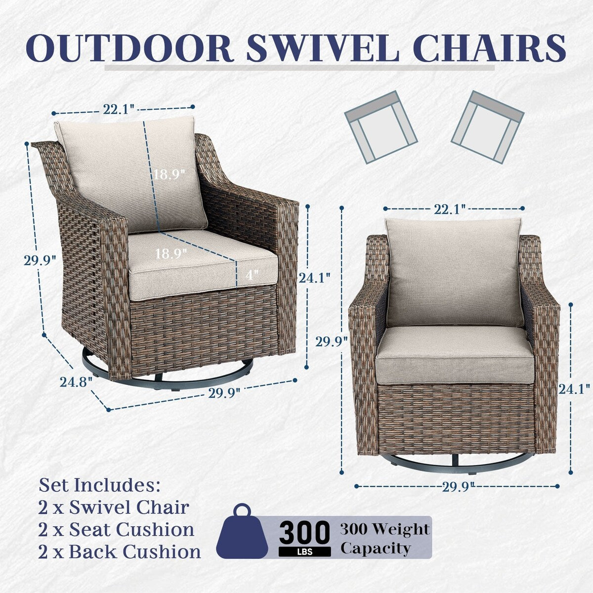 Set di sedie a dondolo girevoli per patio Gymojoy per mobili da esterno