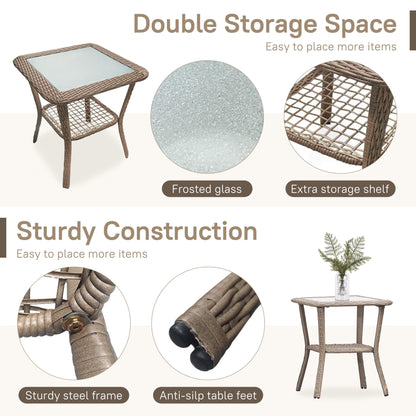 Set da esterno: 3 sedie girevoli e a dondolo da giardino con tavolino laterale