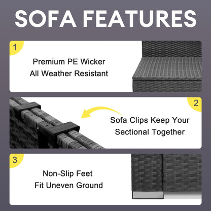 Set di divani componibili per esterni FINCATI in vimini grigio con tavolo e braciere