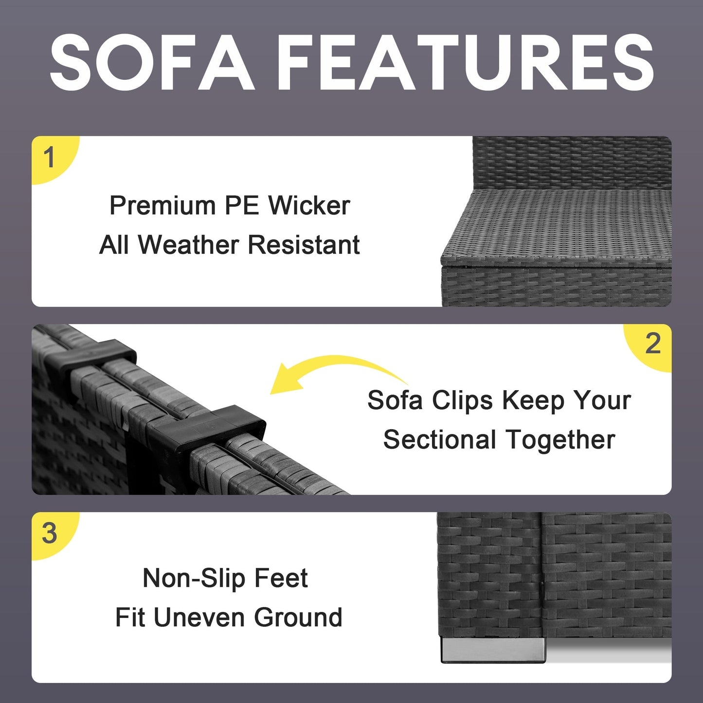 Set di divani componibili per esterni FINCATI in vimini grigio con tavolo e braciere