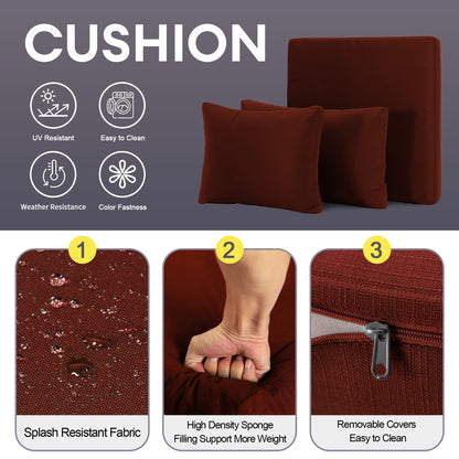 Set di divani componibili per esterni FINCATI in vimini grigio con tavolo e braciere