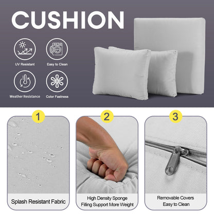 Set di divani componibili per esterni FINCATI in vimini grigio con tavolo e braciere